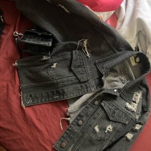 Black rip jean jacket